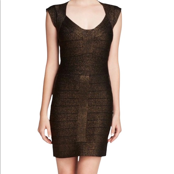 French Connection Dresses & Skirts - French Connection Bronze Metallic Bondage Dress
